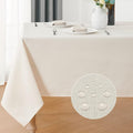 Rectangle Tablecloth 60x104 inch Linen Textured Waterproof Table Cloth Stain and Wrinkle Resistant Washable, Decorative Fabric Table Cover for Outdoor and Indoor Use, Ivory