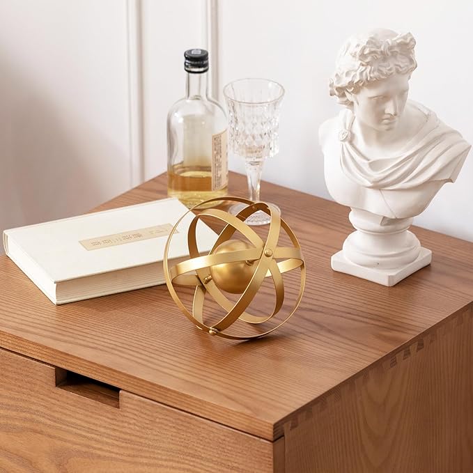 Metal Table Top Decor, 3D Metal Geometric Sculpture, Gold Abstract Sculpture for Home Decor, Table Decorations for Home, Decorative Sphere Art Decor