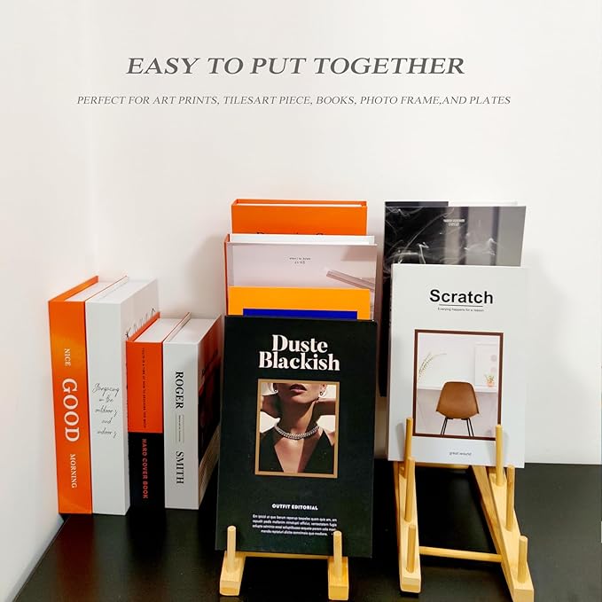 2 Pack Plate Stands For Display,Wooden Plate Holders for Displaying,5-Tier Craft Show Display Stands For Tabletop Book, Artwork, Photo, Puzzle, Magazine and Platter
