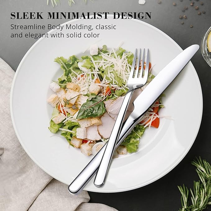 KINGSTONE Silverware Set, 10 Piece Flatware Cutlery Set for 2, 18/10 Stainless Steel Silverware Mirror Polished Dishwasher Safe for Home, Restaurant, Wedding, Party