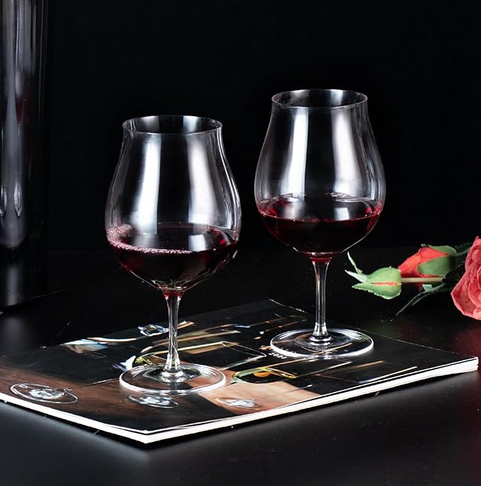 KAMMAK Wine Glasses Set of 2, 27 oz Hand Blown Crystal Bordeaux Wine Glasses, Thin Rim & Long Stem, Perfect for Red & White, Daily Use, Wedding Anniversary or Birthday Gift with Gift Box, XY030