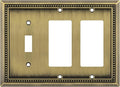 Henne Bery Sunken Pearls Heavy Duty Decorative Wall Plate Switch Plate Outlet Cover (Single Toggle/Double Decorator, Antique Brass)