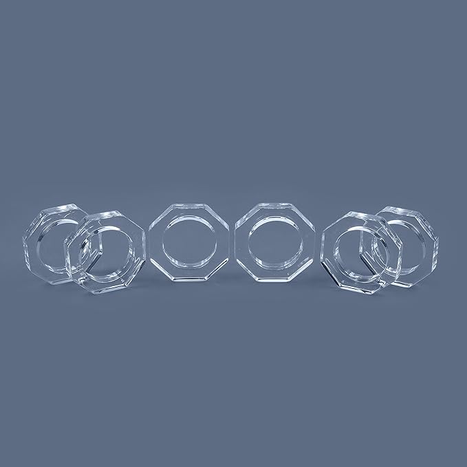 ALPHA Living HOME Acrylic Napkin Rings Set of 12 - Crystal Decorative Serviette Holders Ideal Décor for Weddings, Family Gatherings, Formal Dinners, Banquets & Everyday Dining (Transparent)