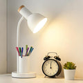 WLHONG LED Desk Lamp, Table Lamps with Pen Holder, 3 Color Modes Eye-Caring Reading Light with Flexible Gooseneck, Study Lamp for Kids Bedside Home Office Room College Dorm Essentials (White)