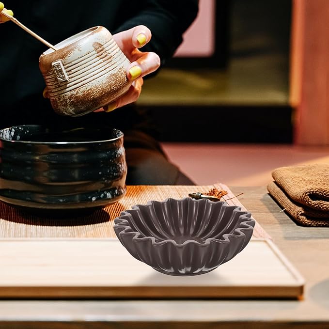STOBAZA Decorative Wavy Edge Bowl 6-inch Black Ceramic Key Holder Jewelry Storage Tray Snack Holder for Entryway Tabletop Home Décor