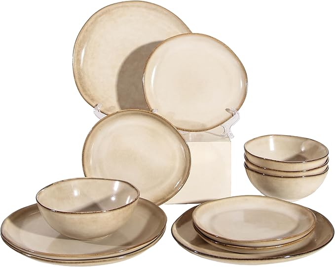 12-Piece Stoneware Dinnerware Set for 4 (Cream)