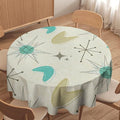 Mid Century Round Tablecloth, Modern Atomic Abstract Geometric Pattern Tablecloth for Home Party Dining Room Kitchen Decorm 60Inch(152cm)