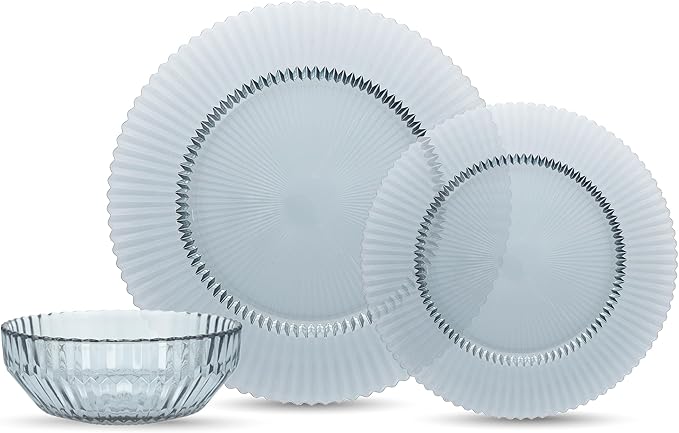 Fortessa Archie Glass, 12 Piece Dinnerware Set (Service for 4), Dusk Gray