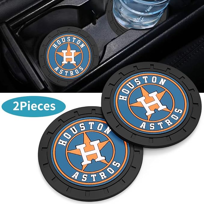Silicone Astros Car Cup Holder Coasters,Baseball Fans Car Coasters for Huston Astros Fans, Non-Slip Universal Fit Cup Holder Insert
