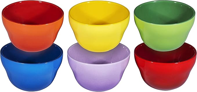 Bruntmor 8 oz Porcelain Bowls Set of 6 - for Ice Cream, Dessert, Soup, Small Side Dishes, Salad, Cereal, Rice - Microwave, Dishwasher and Oven Safe - Gradient Colors