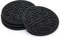 Drink Coasters for Tabletop Protection - Set of 4 No-Slip Silicone Rubber Coasters for Coffee Table, Desk & More - USA-Made Coasters for Drinks w/Liquid-Catching Grooves (Classic Black)