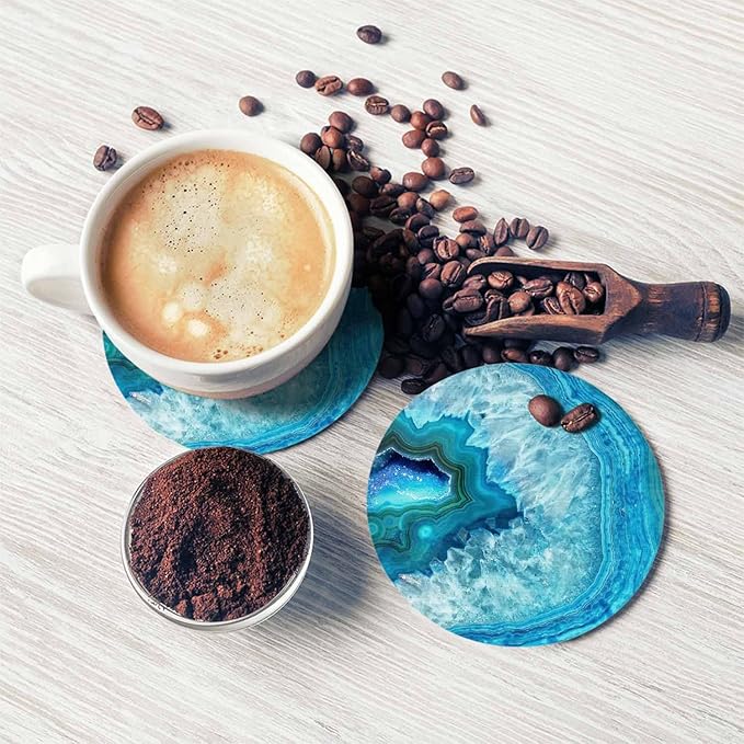 Stone Texture Drink Coasters Modern Small Piece of Rock Smooth Exterior Housewarming Presentss for New Home Present for Friends,2 Pcs,4 X 4 X 0.35 Inches
