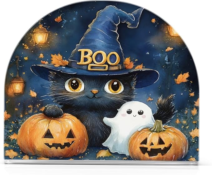 Cat Pumpkin Ghost Napkin Holder for Table Kitchen Decor Acrylic Paper Napkin Holders for Tissue Dining Room Indoor Outdoor Party Holiday Accessories
