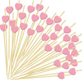 240 PCS Pink Love Heart Shaped Cocktail Picks, 4.7Inch Bamboo Fancy Toothpicks for Appetizers, Cocktail Skewers Sticks Selected for Weddings, Valentines Day, Desserts, Charcuterie, Food, Drinks