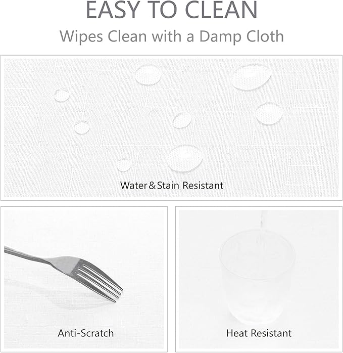 Rectangle 8 Feet Tablecloth 60x120 inch Linen Textured Table Cloth Stain and Wrinkle Resistant Washable Polyester, Decorative Table Cover Waterproof for Dining, Buffet and Camping, White
