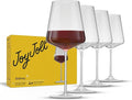 JoyJolt Sidney Red Wine Glasses Set of 4 | 19 oz Modern Wine Glasses with Long Stem | Home Bar Glass Set | Wedding Registry, Birthday, Anniversary, Gifts | Premium Crystal Stemware Made in Europe