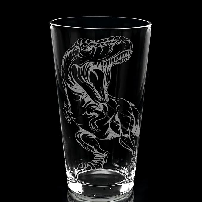 LumEngrave T-REX DINOSAUR BODY Engraved Pint Glass | Great Gift Idea for Dino Lovers and Paleontology Enthusiasts!