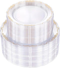 U-QE 100PCS Clear Gold Plastic Plates - Disposable Heavy Duty Clear Plates with Gold Rim Including 50PCS 10'' Dinner Plates & 50PCS 7.5'' Dessert Plates Perfect for Party, Weddings