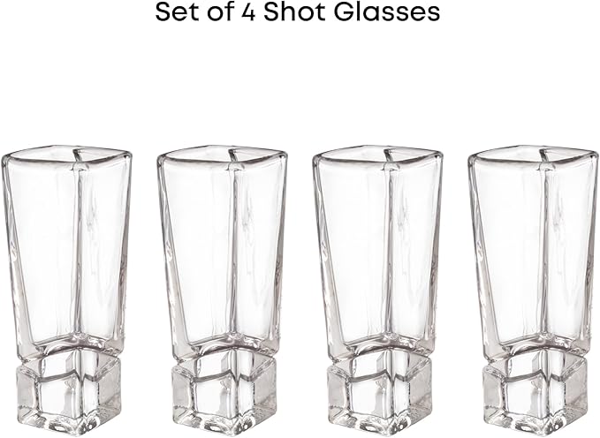 JoyJolt Carre Shot Glasses Square Heavy Base Shot Glass Set Of 4, 1.8-Ounce