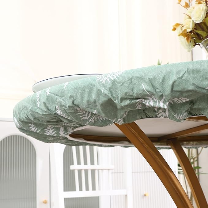Walrus Round Vinyl Fitted Tablecloth with Flannel Backing Elastic Edge Design Table Cover Waterproof Oil-Proof PVC Table Cloth Stain-Resistant Best for 45"-56" Round