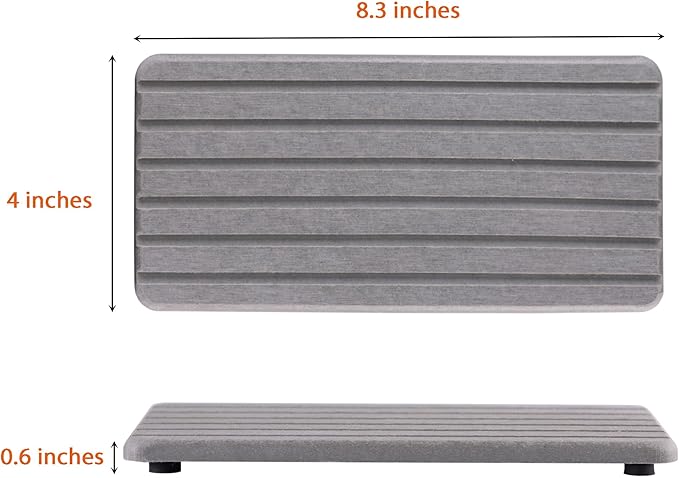 2 PCS Water Absorbent Diatomite Coasters Rectangle, Grooved Design, Water Absorbing Stone Used for Hand Soaps & Plants & toiletries in The Modern Home