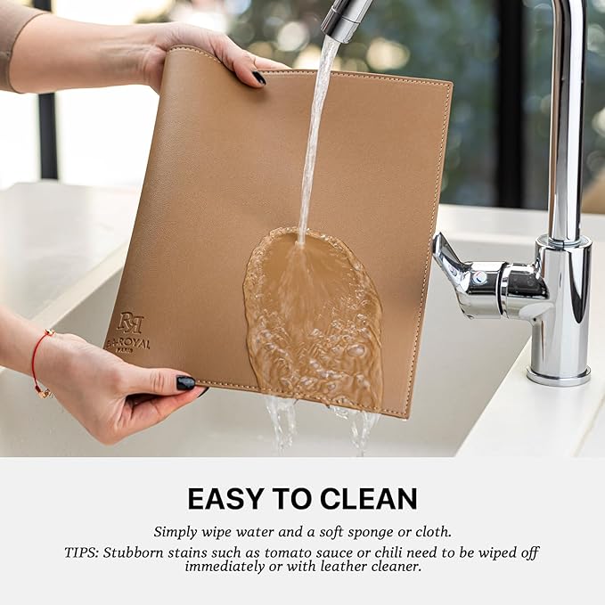Faux Leather Placemats Set of 6 Vinyl Washable Wipeable Table Mats for Kitchen Dining Table Heat Resistant Waterproof Indoor/Outdoor Placemats Non-Slip Easy Clean Place Mats (British Khaki)