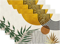 Mid Century Placemats 12x18 Inches Set of 4,Abstract Modern Boho Green Yellow Tropical Leaf Decorative Rectangle Table Mats for Party, Home Kitchen,Dining Table Decoration