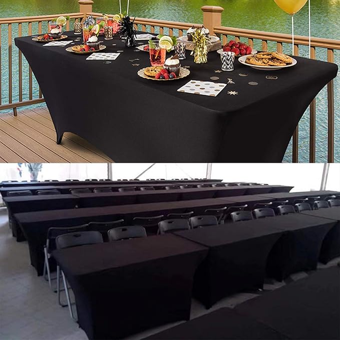 RELIANCER 1 Pack Stretch Spandex Table Covers for Rectangular Tables,8FT Elastic Fitted Tablecloth,Universal Rectangular Table Cloth Protector for Outdoor Party,Wedding,Bar,Birthday,Banquet,Events