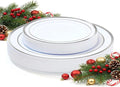 60 PCS Silver Plastic Plates, Silver Disposable Party Plates, Premium Christmas Plastic Plate Include 30 Dinner Platos 10'' and 30 Dessert Platos 7'' Perfect for Birthday, Christmas & Party