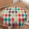 Abstract Geometric Round Tablecloth, Modern Mid Century Background Mid Century Colorful Print Pattern Tablecloth for Home Party Dining Room Kitchen Decor 70Inch(178cm)