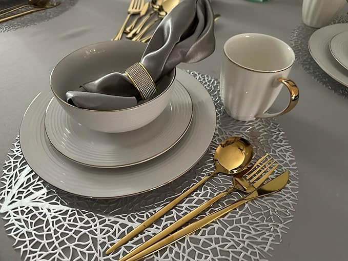 Silver Diamond Napkin Rings Set, Rhinestone Napkin Holder for Dining, Table Decorations,Wedding,Bling Cloth Holder Full of Crushed Diamond,Party of Table Setting Home Decor（24）