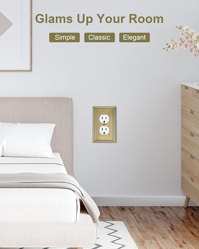 2-Pack Single Toggle Light Switch Cover Plate, Durable Solid Zinc Alloy Decorative Switch Plate Covers, Antique Brass 1 Gang Wall Plate, Corrosion Resistant