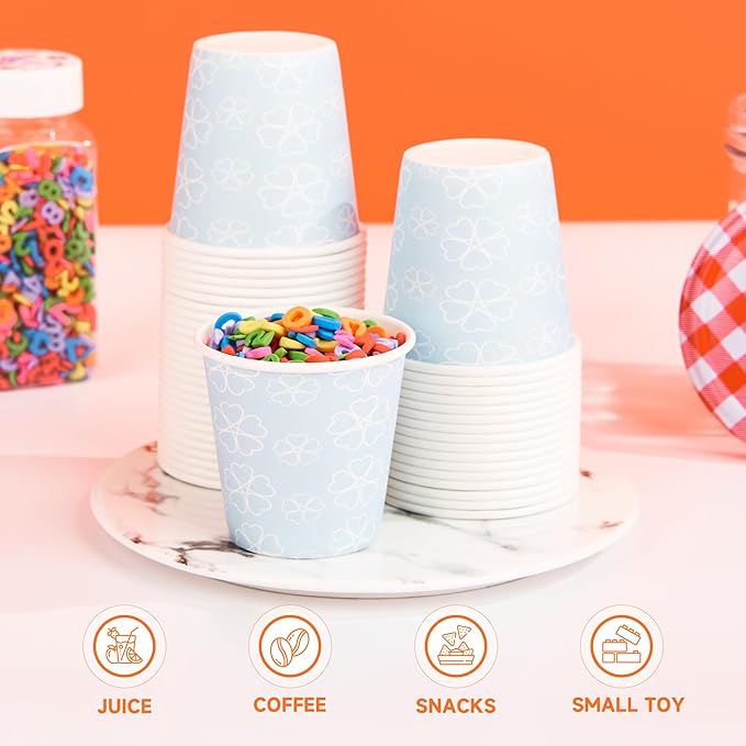 600 Pack 3 oz Bathroom Cups, Disposable Paper Cups with Rolled Rim, Small Paper Mouthwash Cup for Guest Bathrooms, Vanity & Office Use, Mist blue
