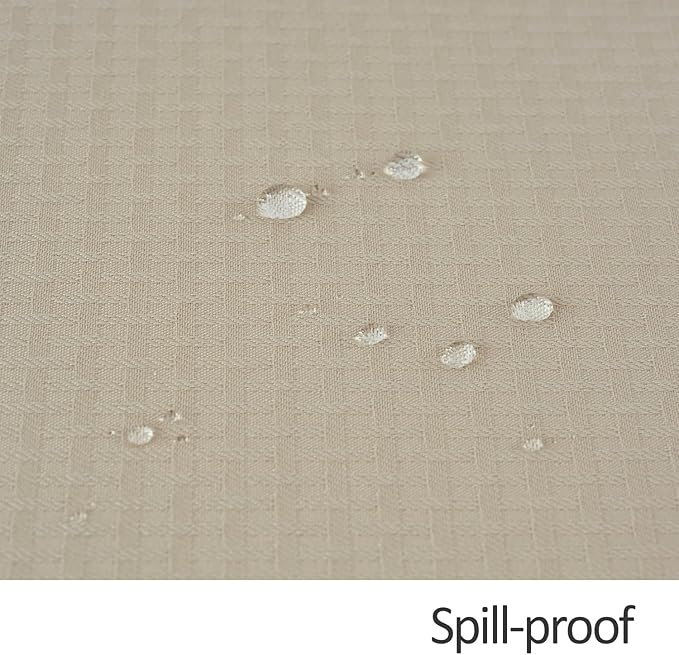 maxmill Rectangle Tablecloth Weaved Pattern Waterproof Spillproof Wrinkle Free Table Cloth, Kitchen Dining Tabletop Decoration, Fabric Table Cover for Holiday Parties, 52 x 70 Inch, Natural