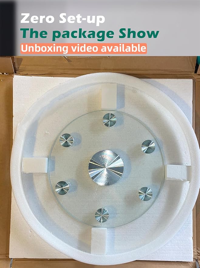 18.9 inch Lazy Susan for Table Top Tempered Glass Rotating Serving Tray for Dining Table, Kitchen Lazy Susan Organizer Spinning Rotating Food Server Party Centerpieces
