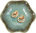 uxcell 1Pcs Ceramics Jewelry Plate, Lotus Leaf Shape Key Holder Bowl for Entryway Table Decor Small Ring Tray Dish Gift for Women Girlfriend, Grass Green