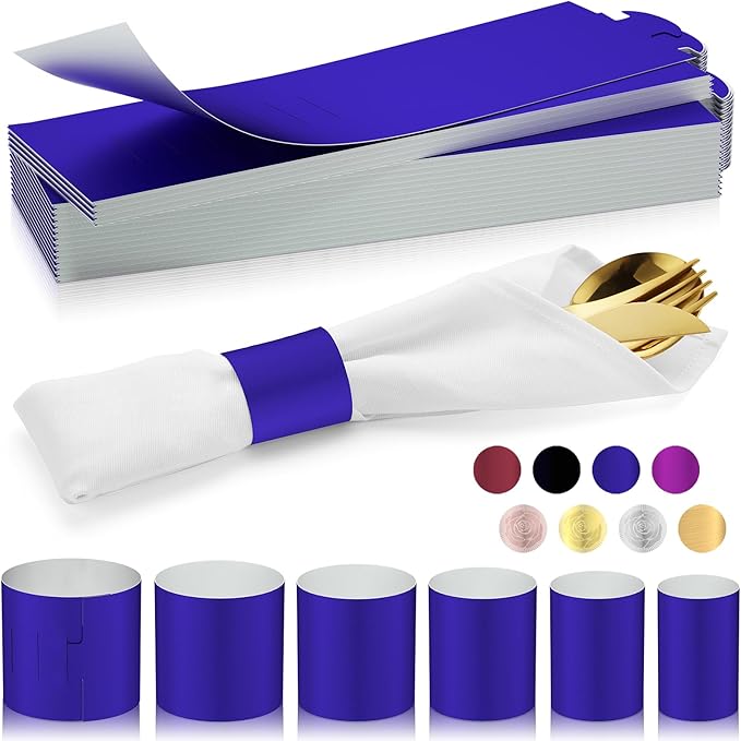 Christmas Napkin Rings Set of 200, 2 Colors in 1, Reusable Adjustable Napkin Bands for Holiday Parties, Wedding, Thanksgiving Table Decor, Waterproof Tear-Proof (Blue) Great Gift Idea