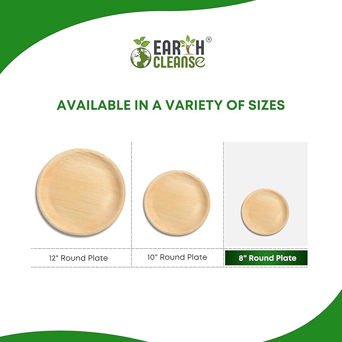 The Palm Dinnerware – Palm Plates 8 Inch Round (25 Pack) | Compostable & Biodegradable | Like Bamboo Disposable Plates | Oven & Microwave Safe | Eco-Friendly Party Dinnerware