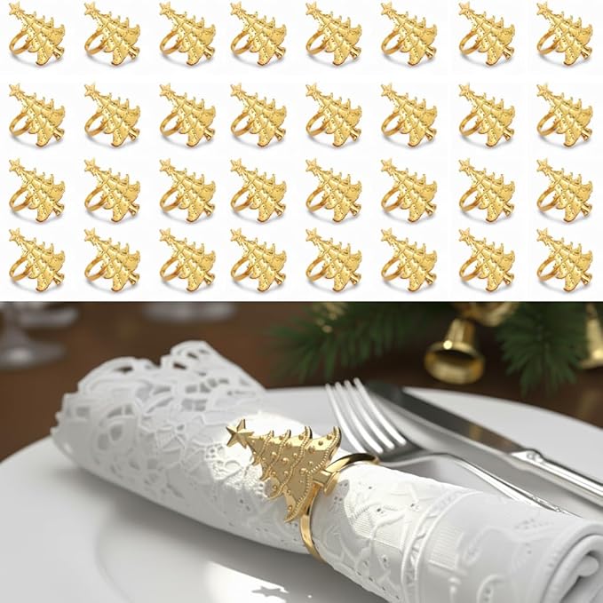 100 Pcs Gold Napkin Rings Bulk Delicate Napkin Holder for Dining Wedding Party Banquet Table Decroration Christmas and Daily Use