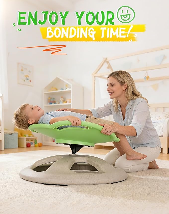 Spinning Chair for Autistic Kids with Handle, Sensory Swivel Chair, 220LBS Weight Capacity, Sensory Toy for Children with ADHD/Autism, Training Body Coordination, 3+ Years (Light Green)