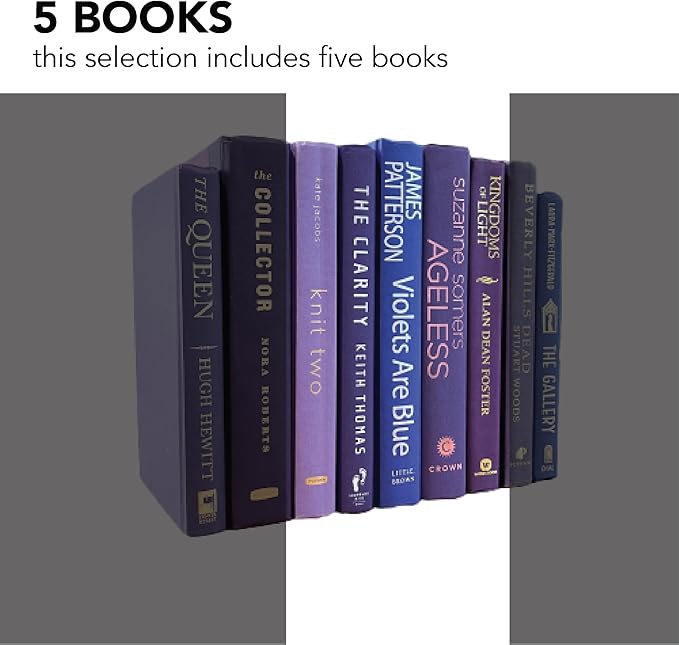 Real Books by Color® (Set of 5, Purple) Decorative Bookshelf Home Decor Shelf Styling Photo Prop