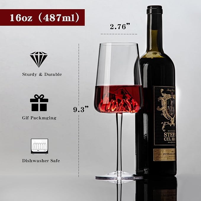 16oz Wine Glasses Set of 1,Unique Mountain Wine Glasses for Red Wine, White Wine Glasses,Suitable for Anniversary Party, Wedding and Home，Single Pack