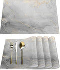Grey Marble Placemats Set of 4, Washable Minimalist Style Placemats, Non-Slip Table Rectangle Linen Place Mats for Kitchen Dining Party Home Indoor Table Decor, Modern Art on The Dining Table