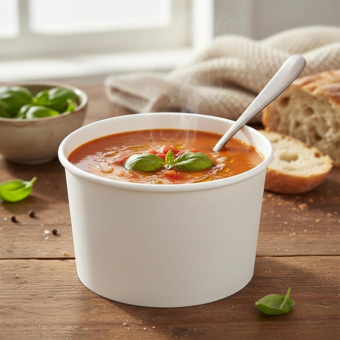 Smarty Had A Party 1000 Squat Paper Soup Cups 12 oz Disposable Paper Soup Cups for Hot Food and Takeout Container Use
