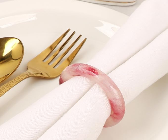 CLEENTABLE Napkin Rings Set of 12 - Epoxy Resin Napkin Holder Cuffs for Dinner Table Décor - Farmhouse Modern Serviette Rings for Weddings, Parties, Receptions, Banquets, Daily Use (Pastel)