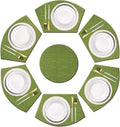 PIGCHCY Wedge Shaped Placemats Set of 6 with Centerpiece Round Mats Washable Kitchen Placemats Heat-Resistant Table Mats (Sage Green)