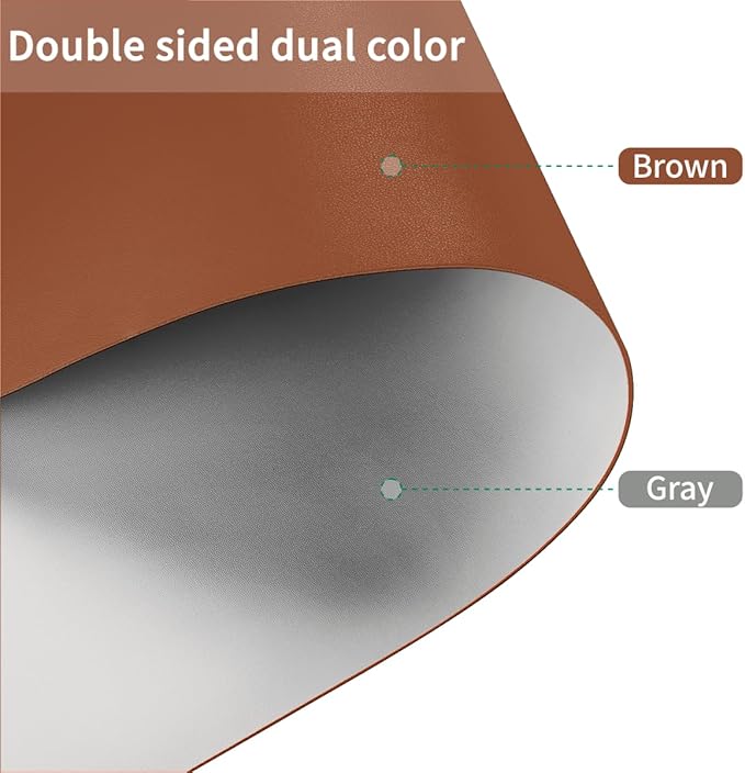 Leather Table Pad,1.8mm Thick,40x90 Inch,Dining Table Pad,Table Pads for Dining Room Table Rectangular,Dining Room Table Cover,Dining Table Cover(Brown+Gray,40x90)