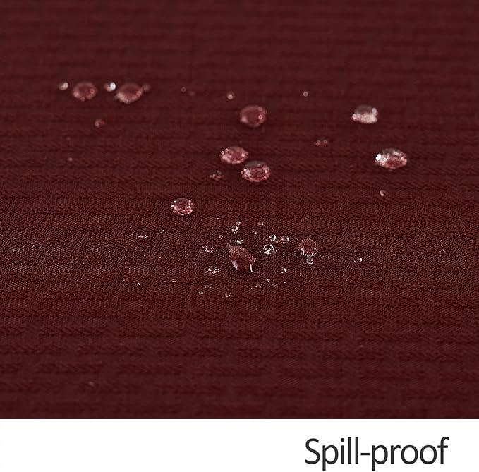 maxmill Rectangle Tablecloth Weaved Pattern Waterproof Spillproof Wrinkle Free Table Cloth, Kitchen Dining Tabletop Decoration, Fabric Table Cover for Holiday Parties, 52 x 70 Inch, Burgundy