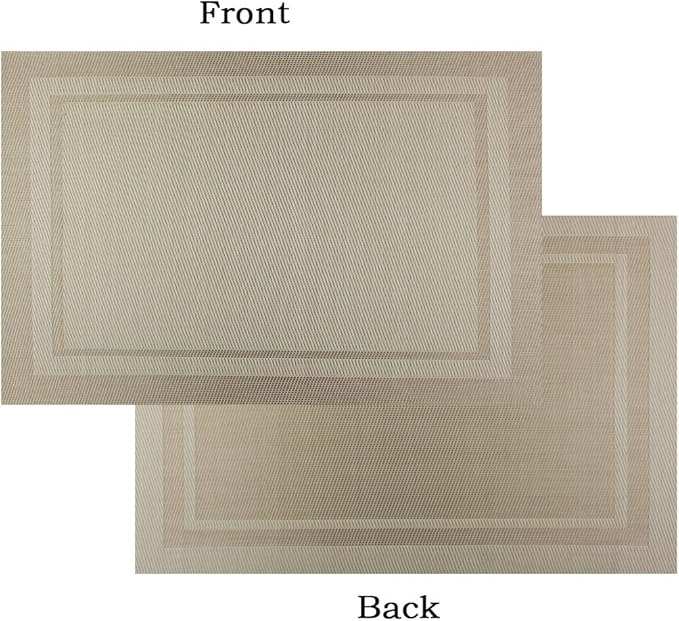 Placemats Easy to Clean Non-Slip Woven Plastic Placemats for Kitchen Table Washable Table Mats Set of 4 (Beige)