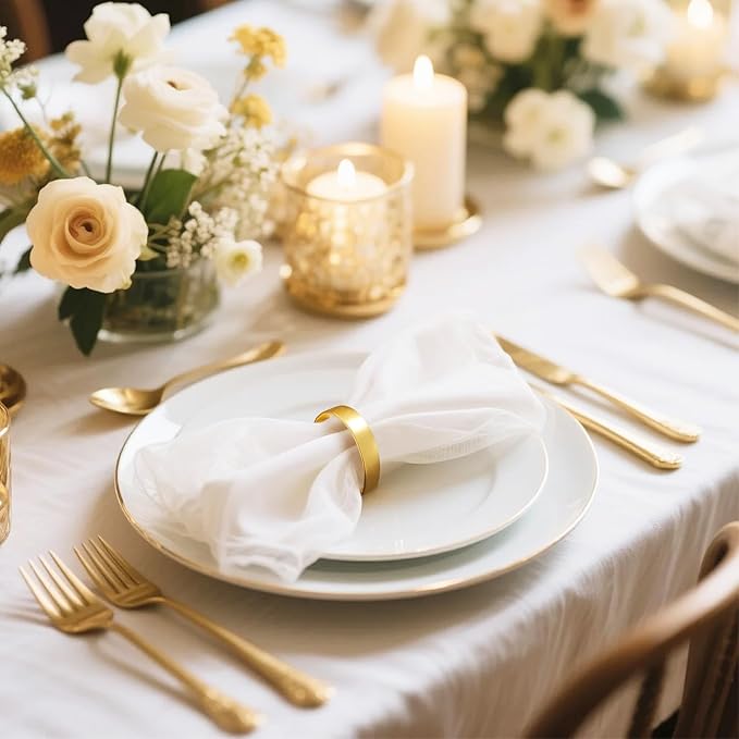 Gold Napkin Rings, Thanksgiving Christmas Napkin Rings Set of 12, Nickel-Plated Steel Table Decor for Festival Party - Horseshoe Shape